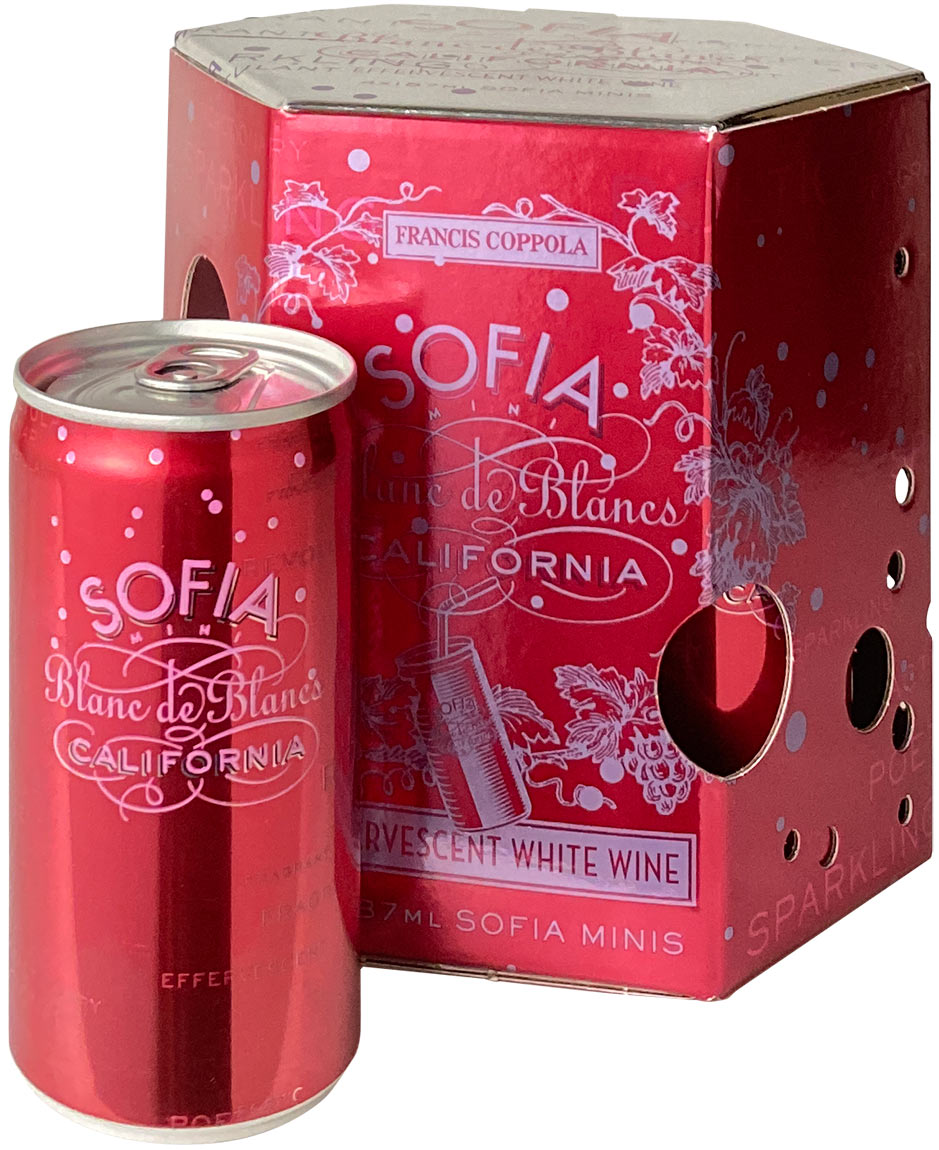 フランシス・コッポラ ソフィア ブラン・ド・ブラン ミニ カリフォルニア　187ml缶　4本セット　NV　＜白＞　＜ワイン／スパークリング＞
