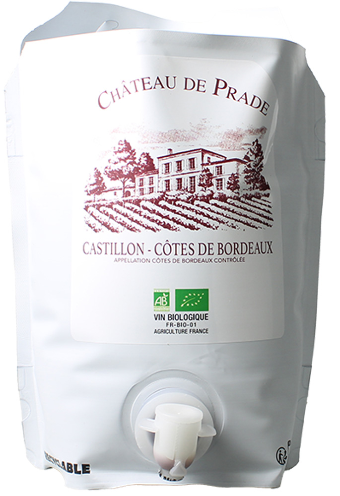 【大容量】【1本あたり850円！】シャトー・ド・プラド　カスティヨン・コート・ド・ボルドー　3000ml　バッグ　[2022]　＜赤＞　＜ワイン／ボルドー＞ 【１本ご注文で通常ボトル4本分】